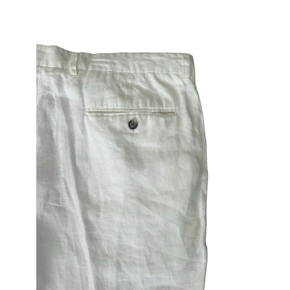 Tasso Elba 100% Linen Chino Pants White Semi Sheer 36x27 Coastal‎ Lightweight